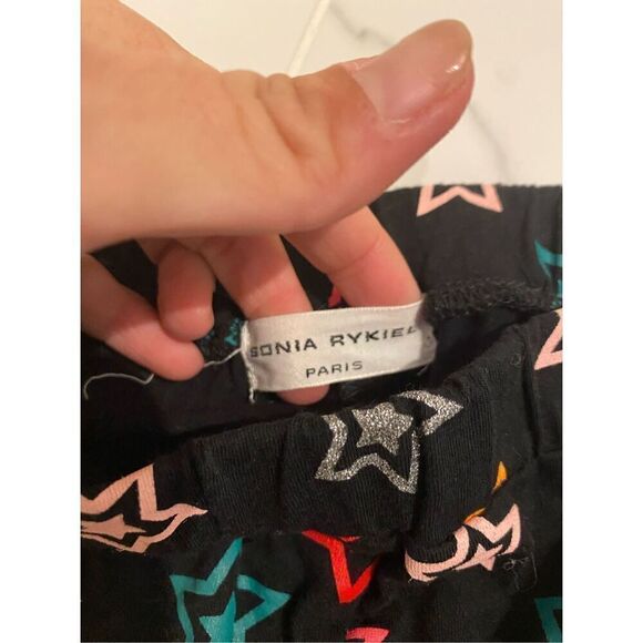 SONIA RYKIEL PARIS TEEN GIRLS BLACK STARS LEGGINGS - Picture 4 of 5